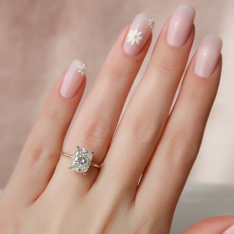 The Kamellie Set With A 2 Carat Elongated Cushion Lab Diamond