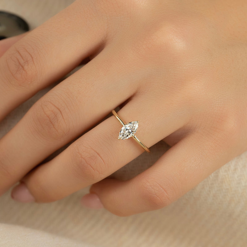 The Kamellie Set With A 2 Carat Marquise Lab Diamond