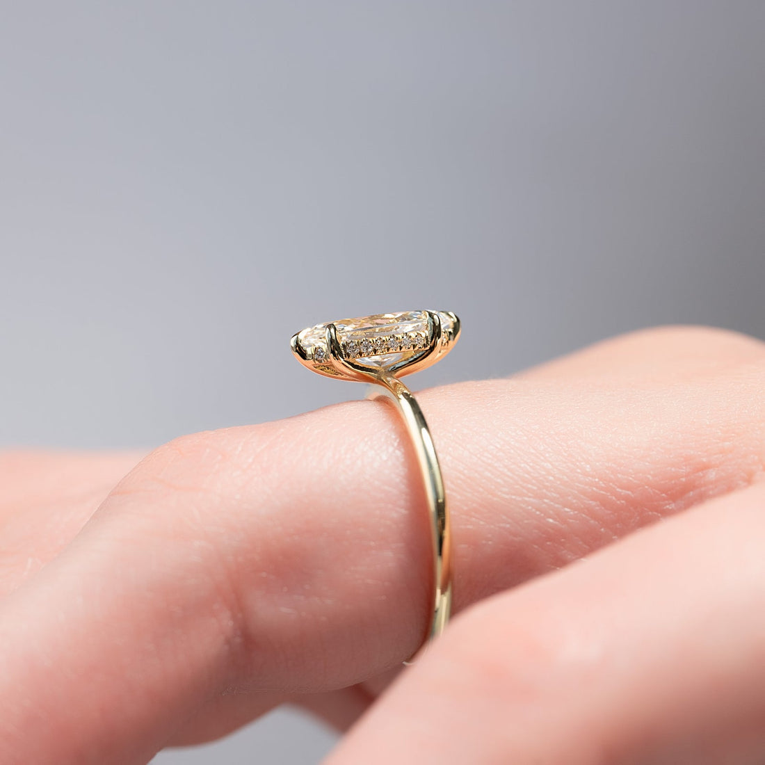 The Kamellie Set With A 2 Carat Marquise Lab Diamond