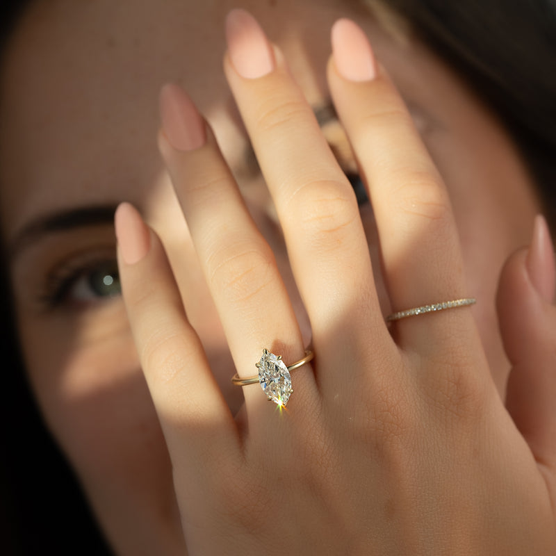 The Kamellie Set With A 2 Carat Marquise Lab Diamond