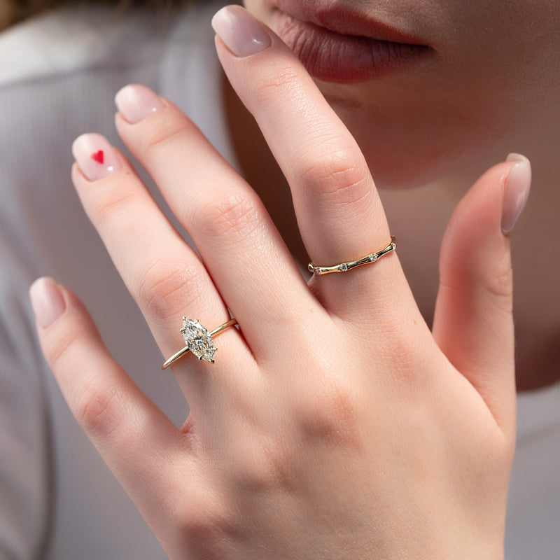 The Kamellie Set With A 2 Carat Marquise Lab Diamond