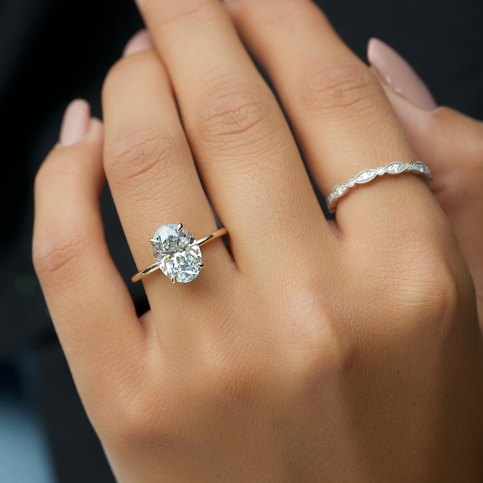 The Kamellie Set With A 2 Carat Oval Lab Diamond