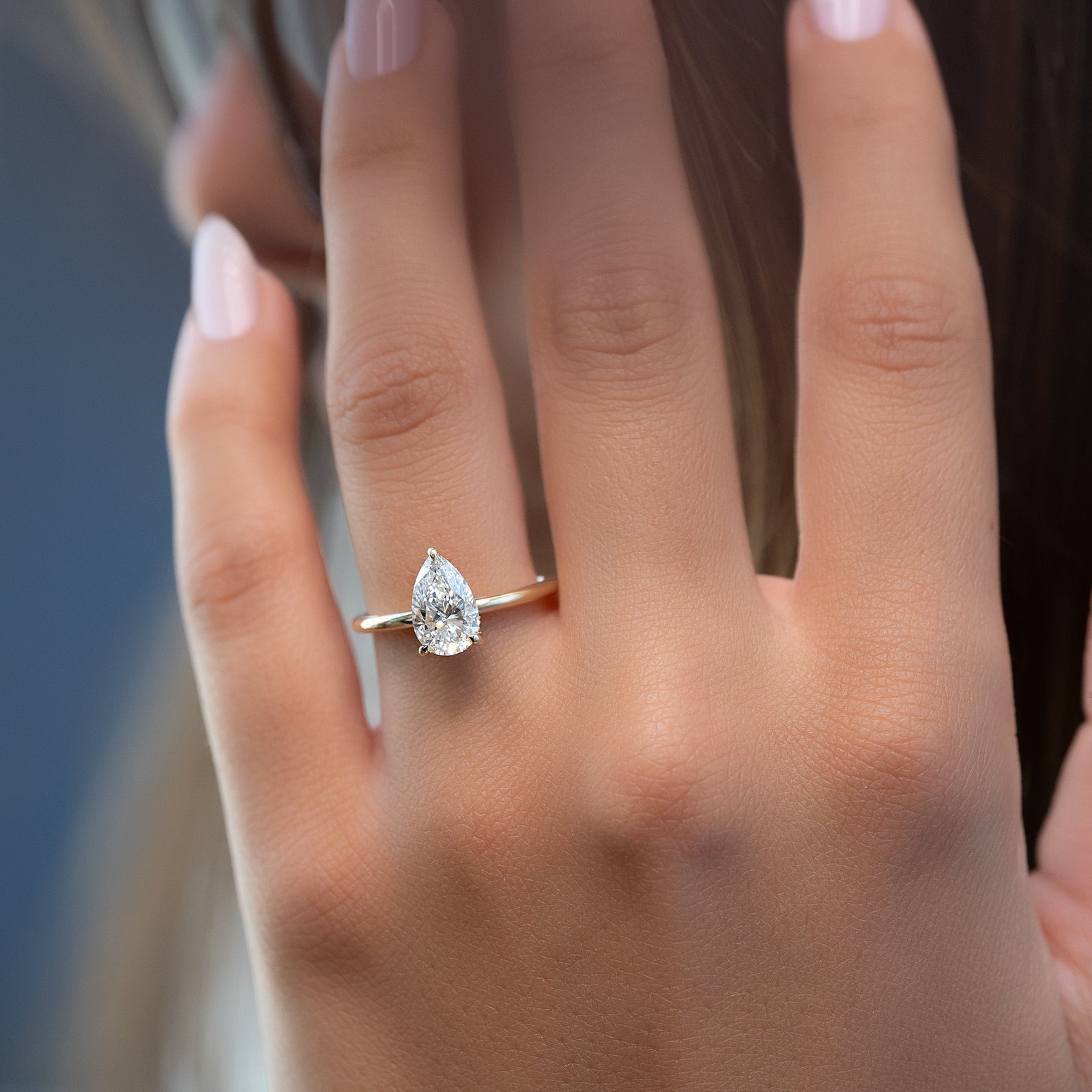 The Kamellie Set With A 2 Carat Pear Lab Diamond