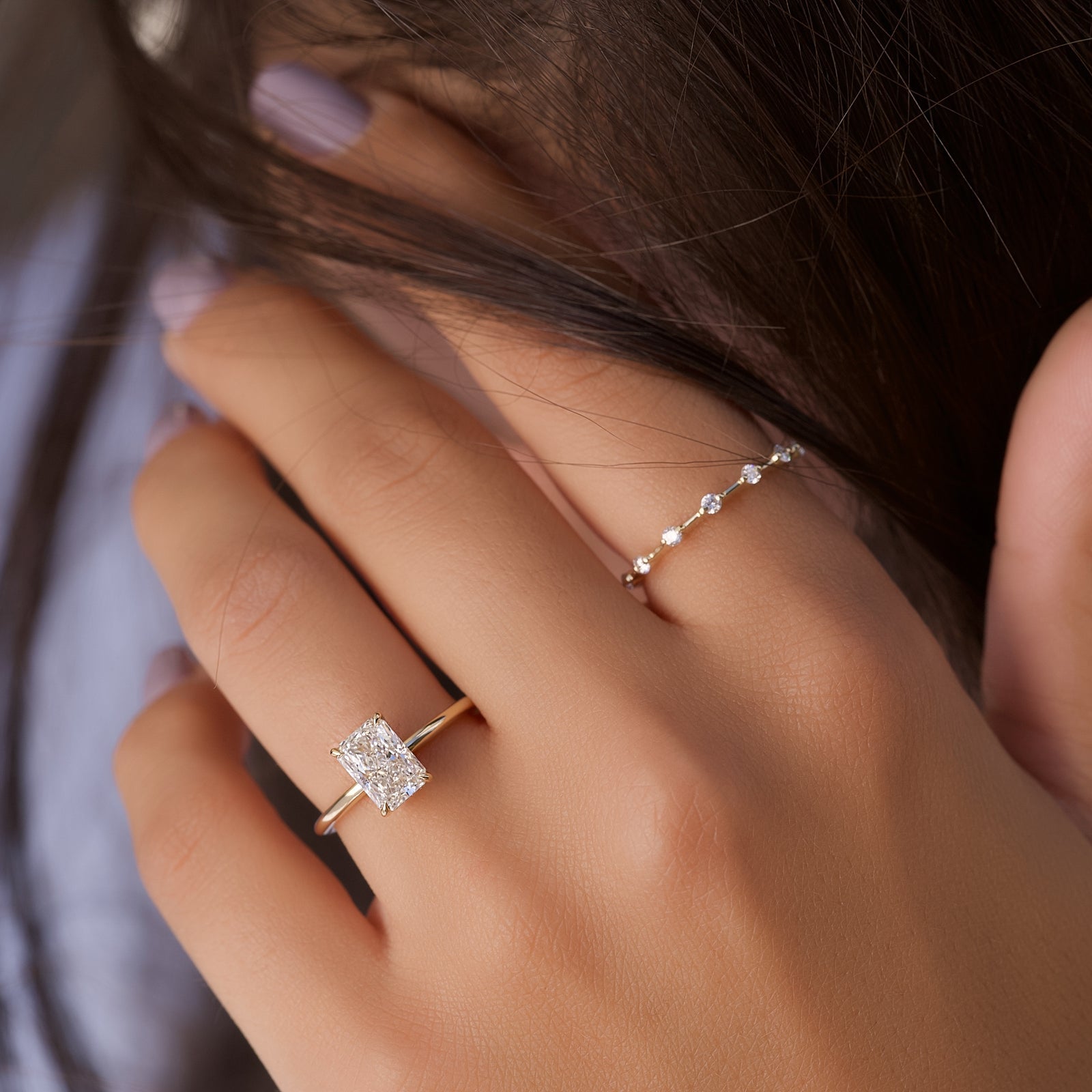 The Kamellie Set With A 2 Carat Radiant Lab Diamond