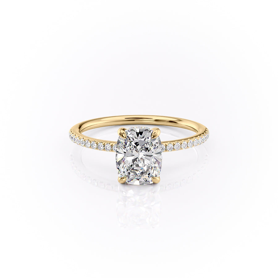 The Pave Kamellie Set With A 2 Carat Elongated Cushion Lab Diamond
