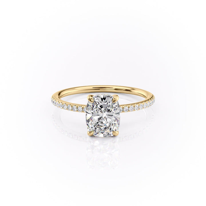 The Pave Kamellie Set With A 2 Carat Elongated Cushion Lab Diamond