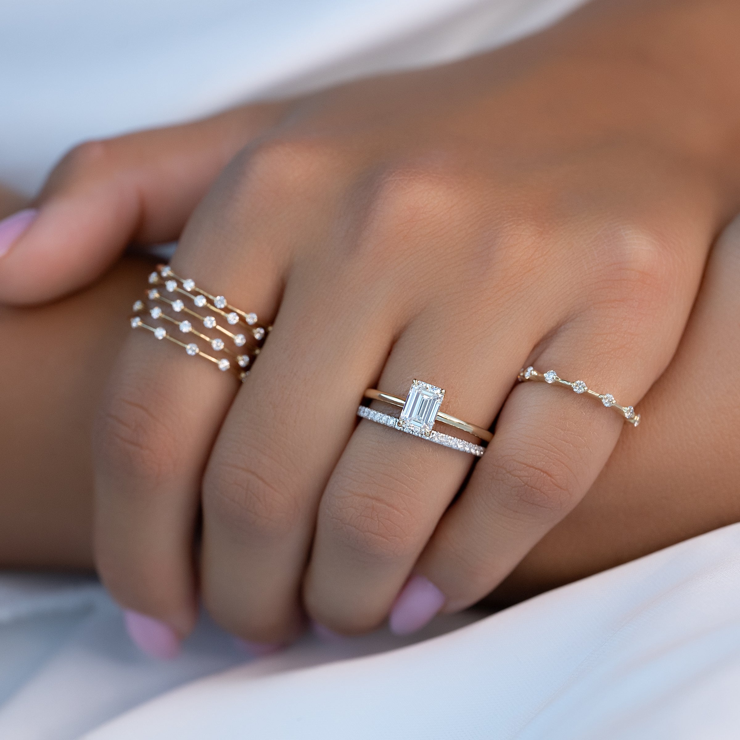 The Pave Kamellie Set With A 2 Carat Emerald Lab Diamond