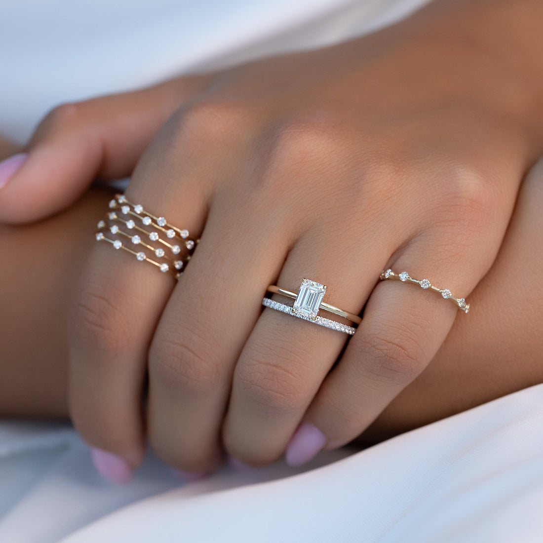 The Pave Kamellie Set With A 2 Carat Emerald Lab Diamond