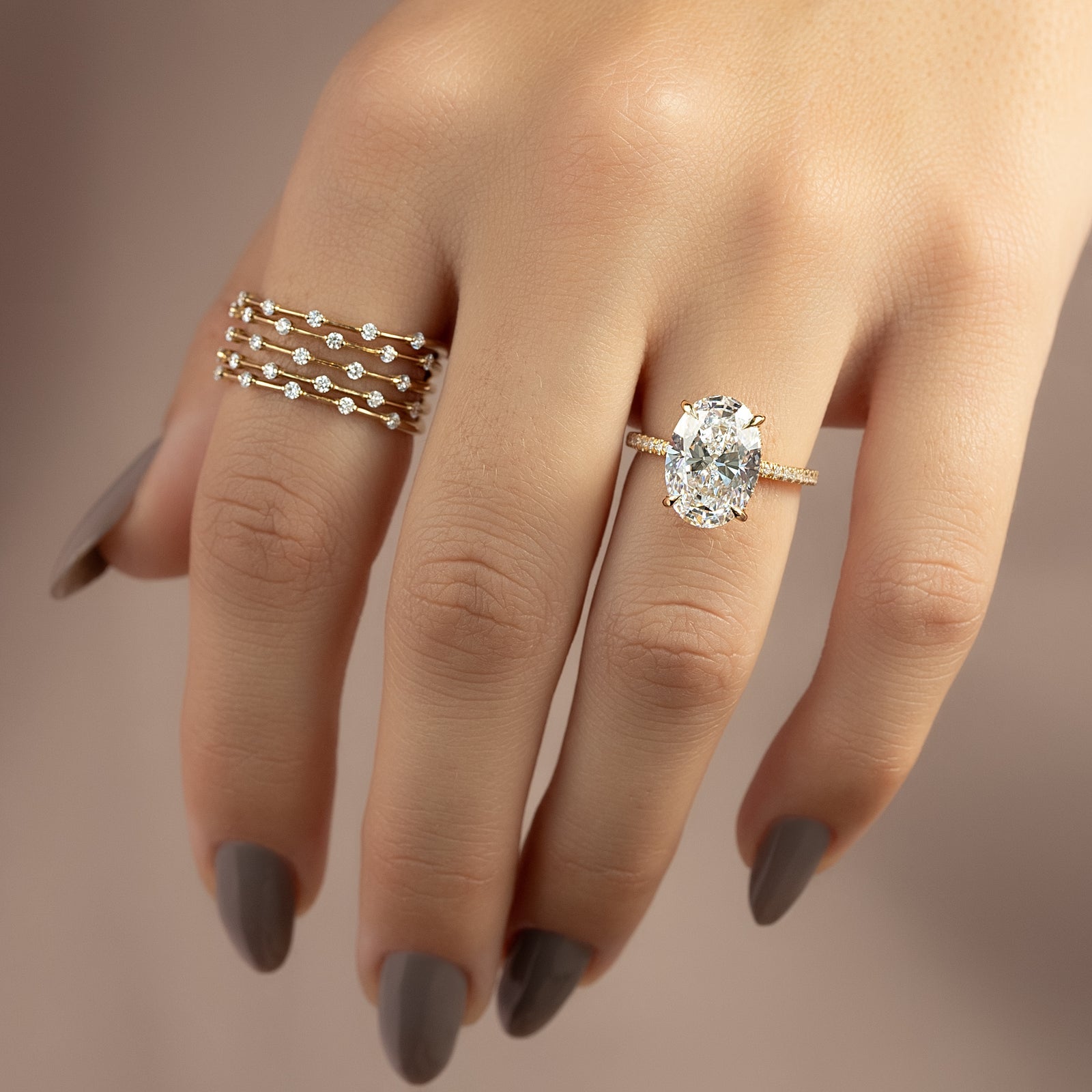 The Pave Kamellie Set With A 2 Carat Oval Lab Diamond
