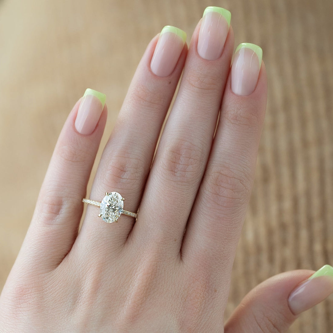 The Pave Kamellie Set With A 2 Carat Oval Lab Diamond