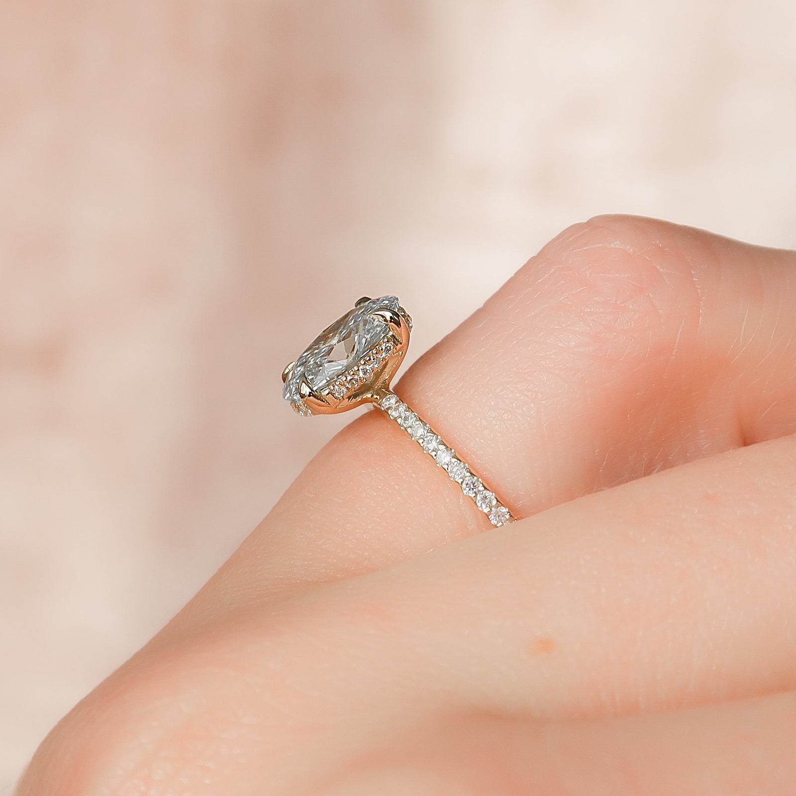 The Pave Kamellie Set With A 2 Carat Oval Lab Diamond