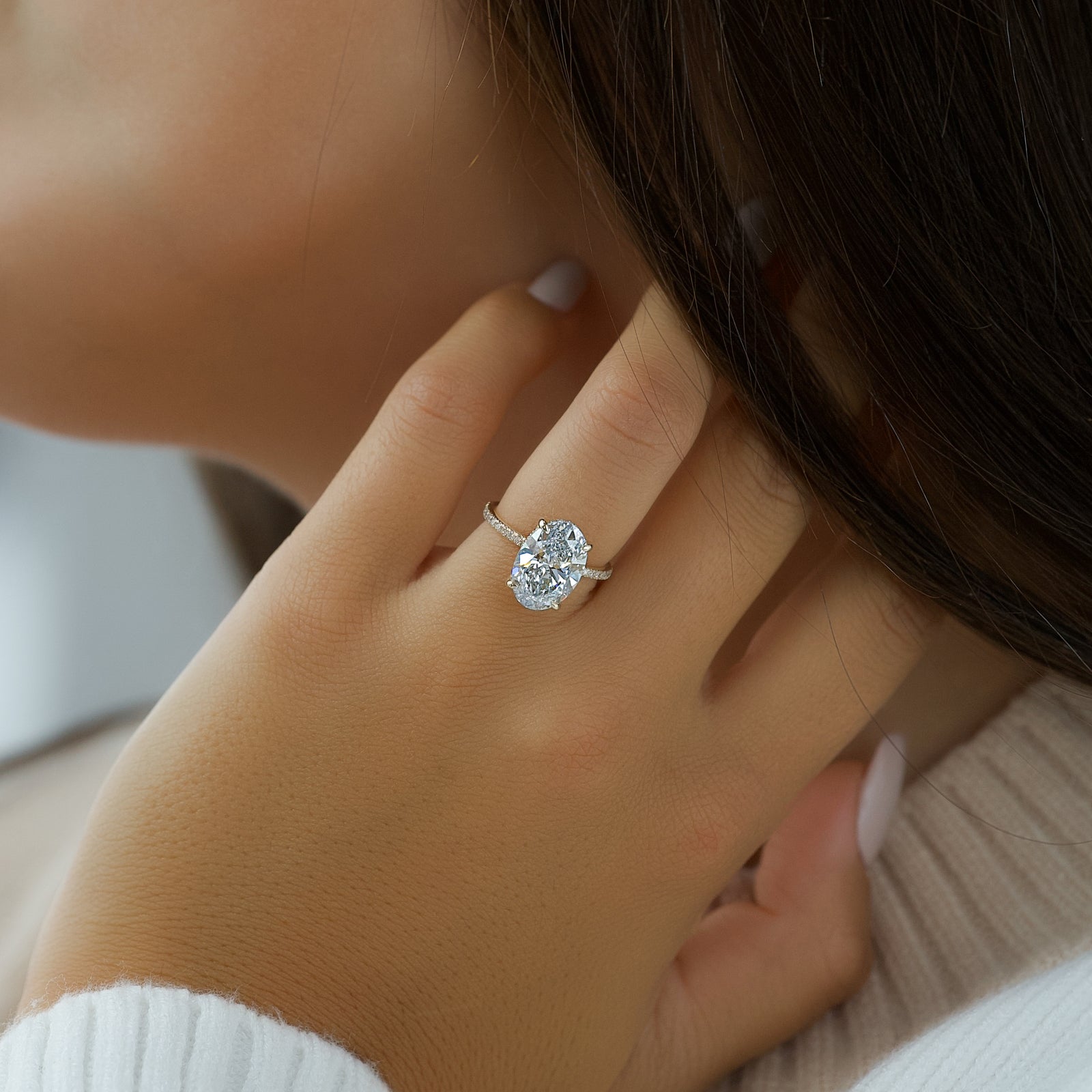 The Pave Kamellie Set With A 2 Carat Oval Lab Diamond
