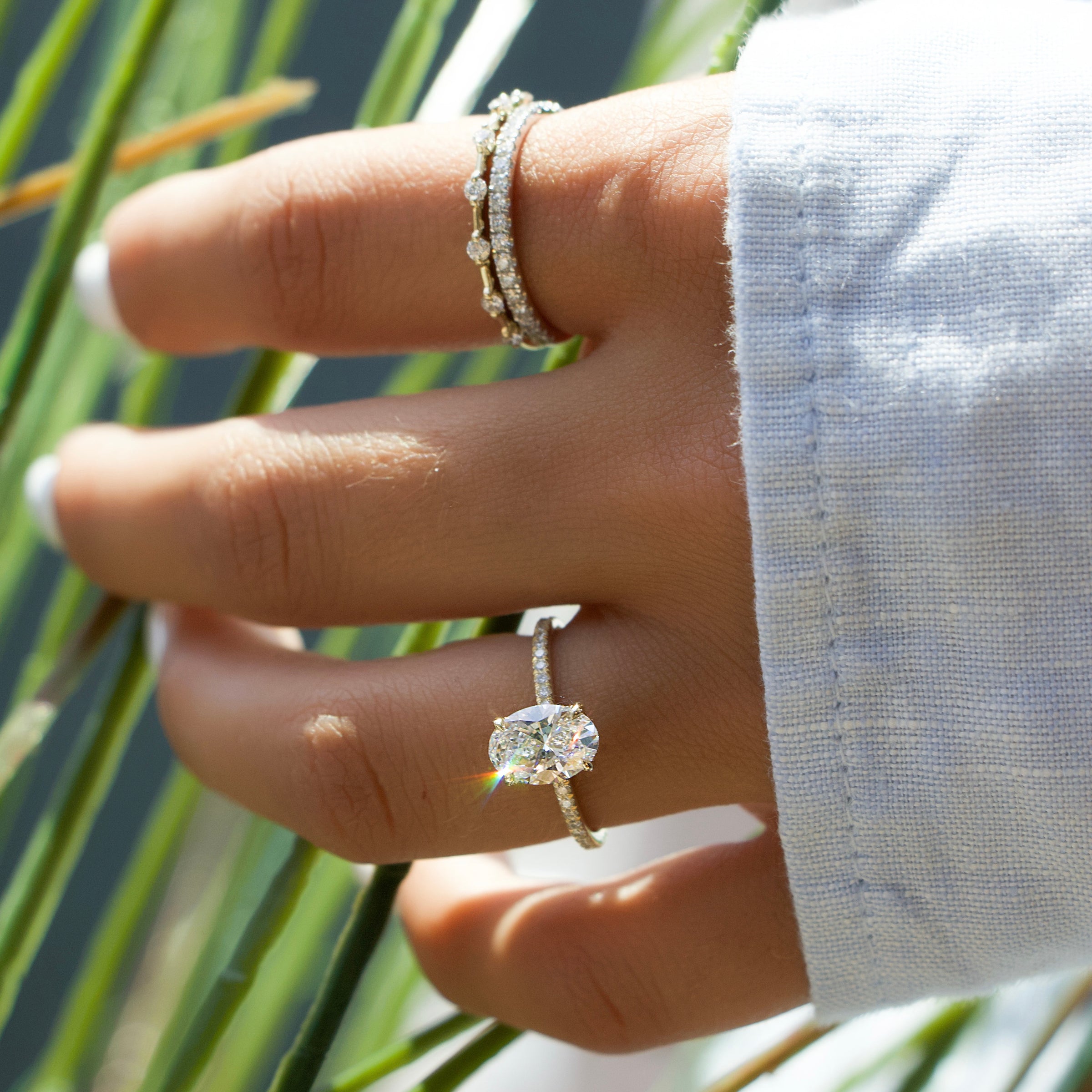 The Pave Kamellie Set With A 2 Carat Oval Lab Diamond