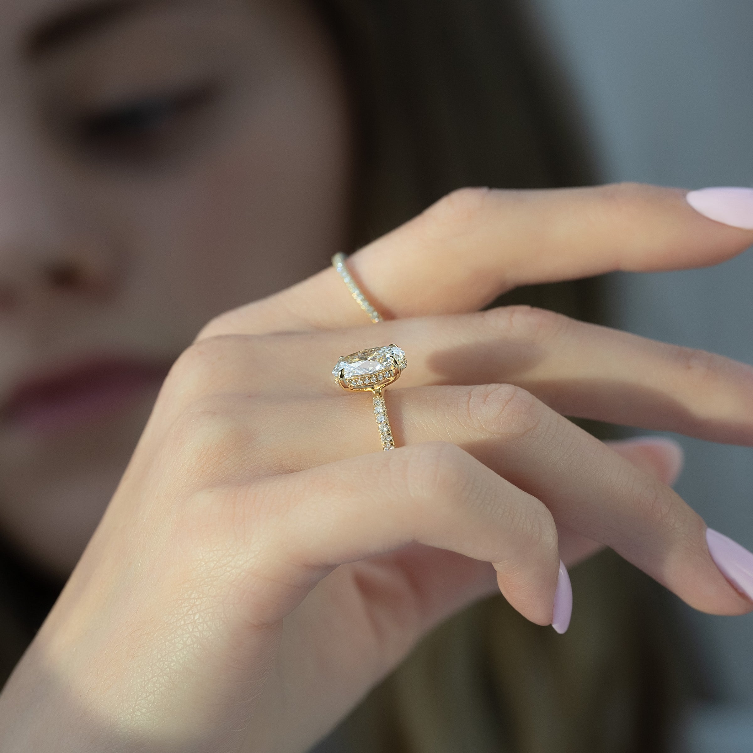 The Pave Kamellie Set With A 2 Carat Oval Lab Diamond