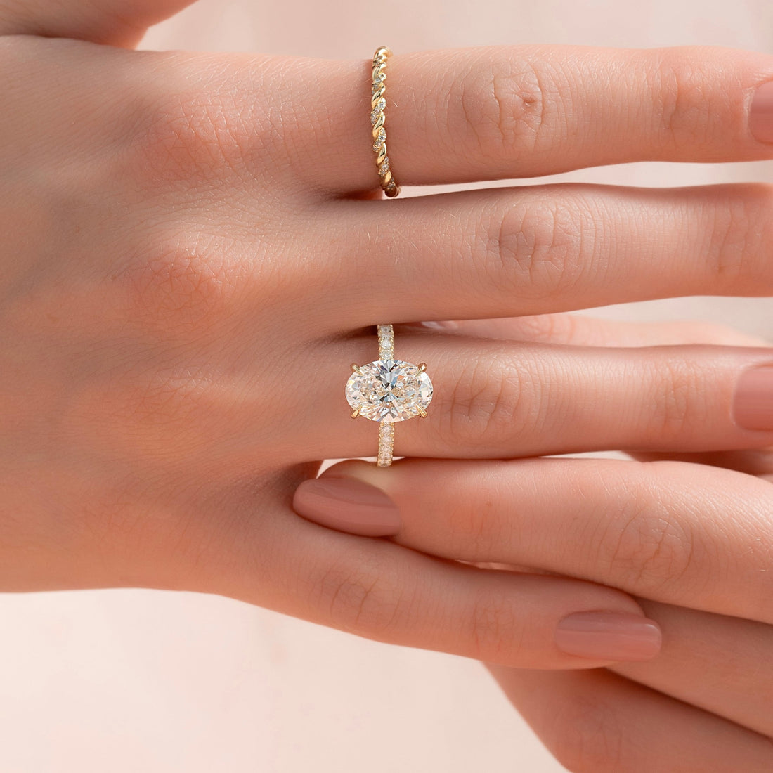The Pave Kamellie Set With A 2 Carat Oval Lab Diamond