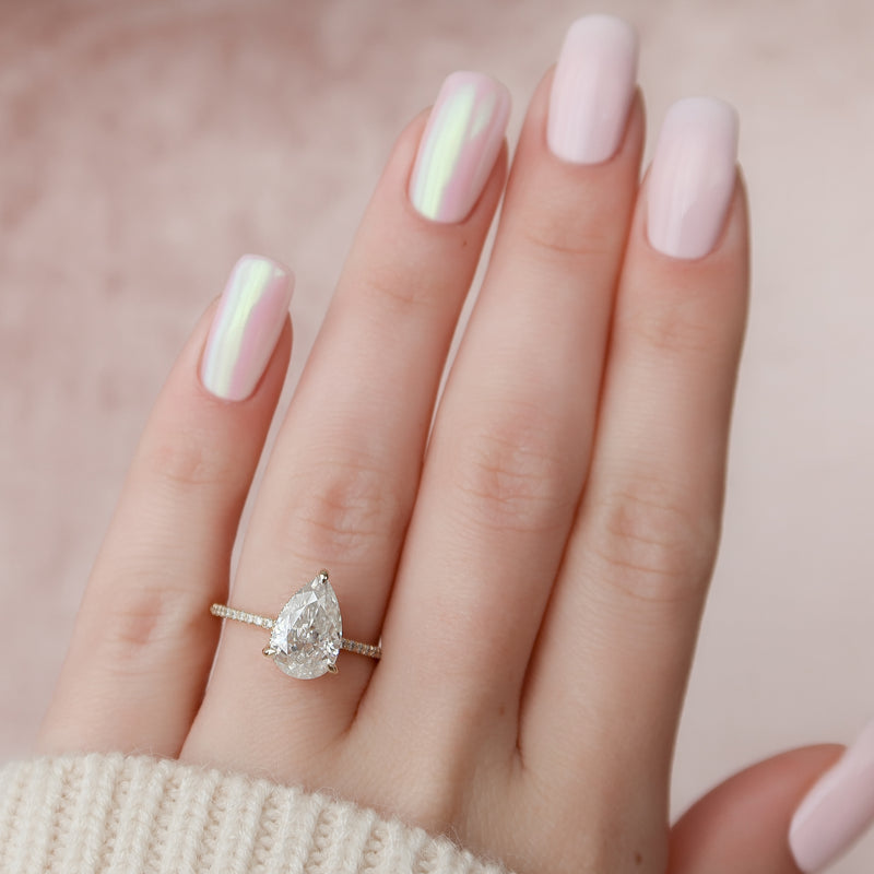 The Pave Kamellie Set With A 2 Carat Pear Lab Diamond