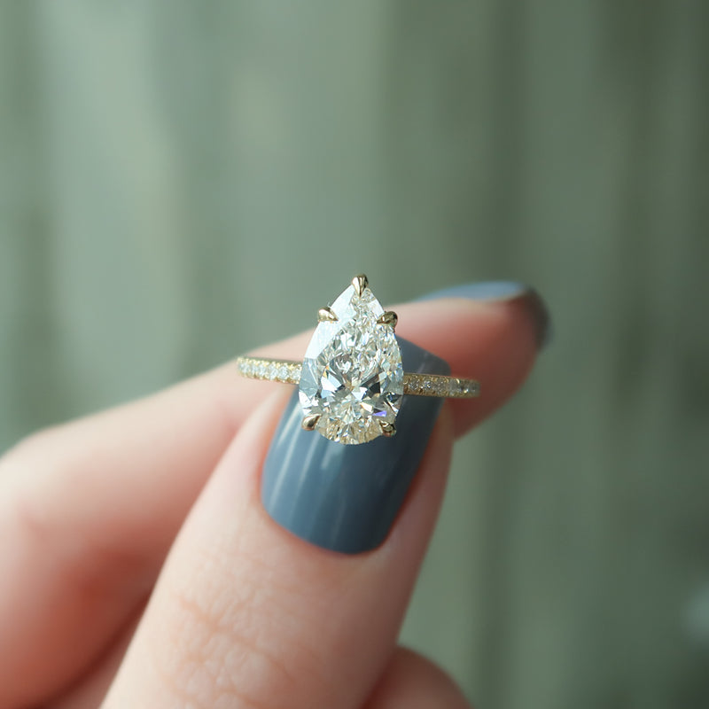 The Pave Kamellie Set With A 2 Carat Pear Lab Diamond