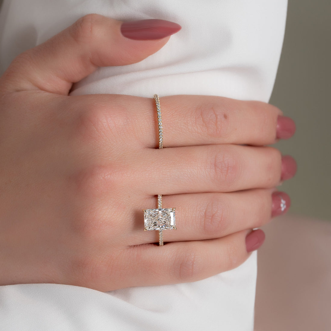 The Pave Kamellie Set With A 2 Carat Radiant Lab Diamond