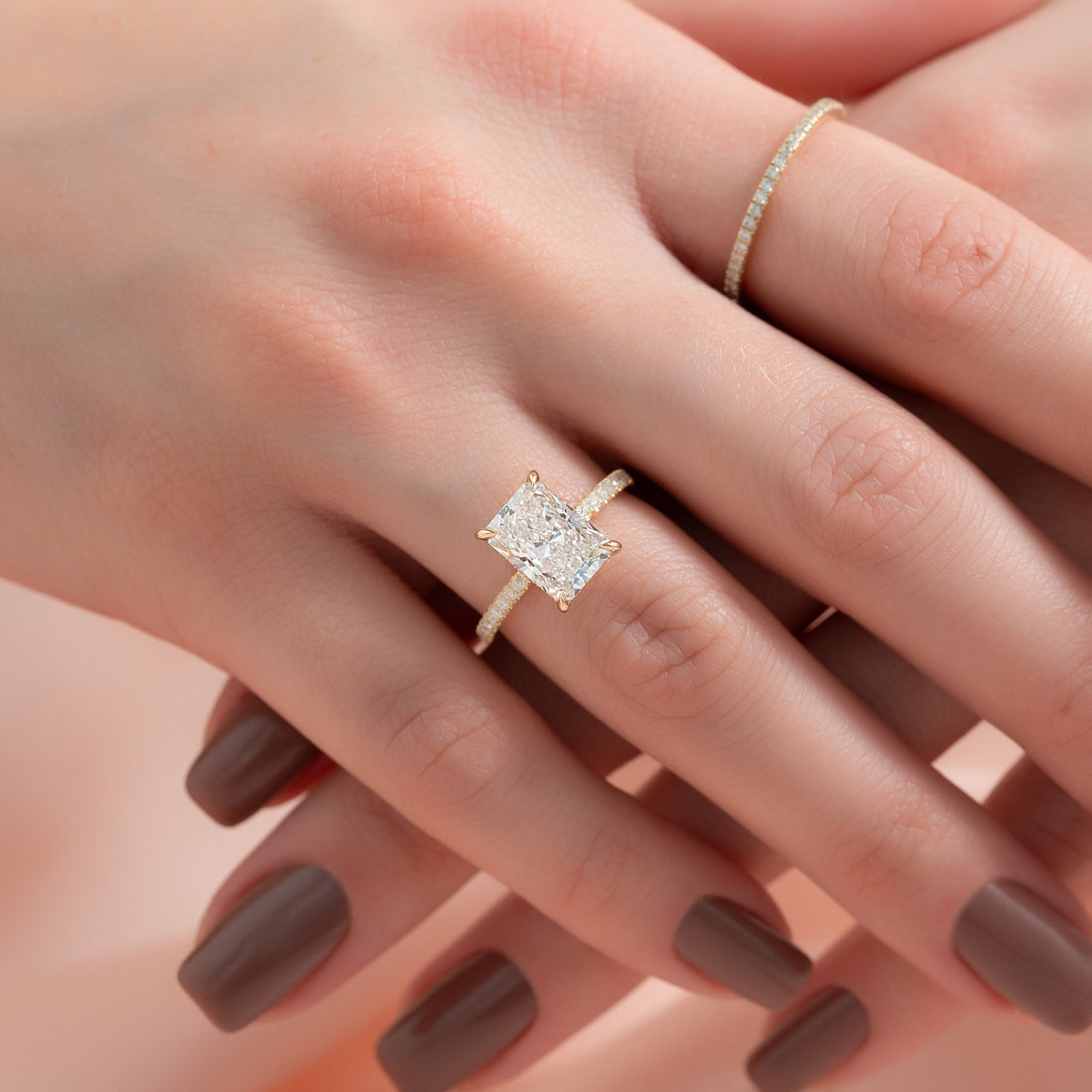 The Pave Kamellie Set With A 2 Carat Radiant Lab Diamond
