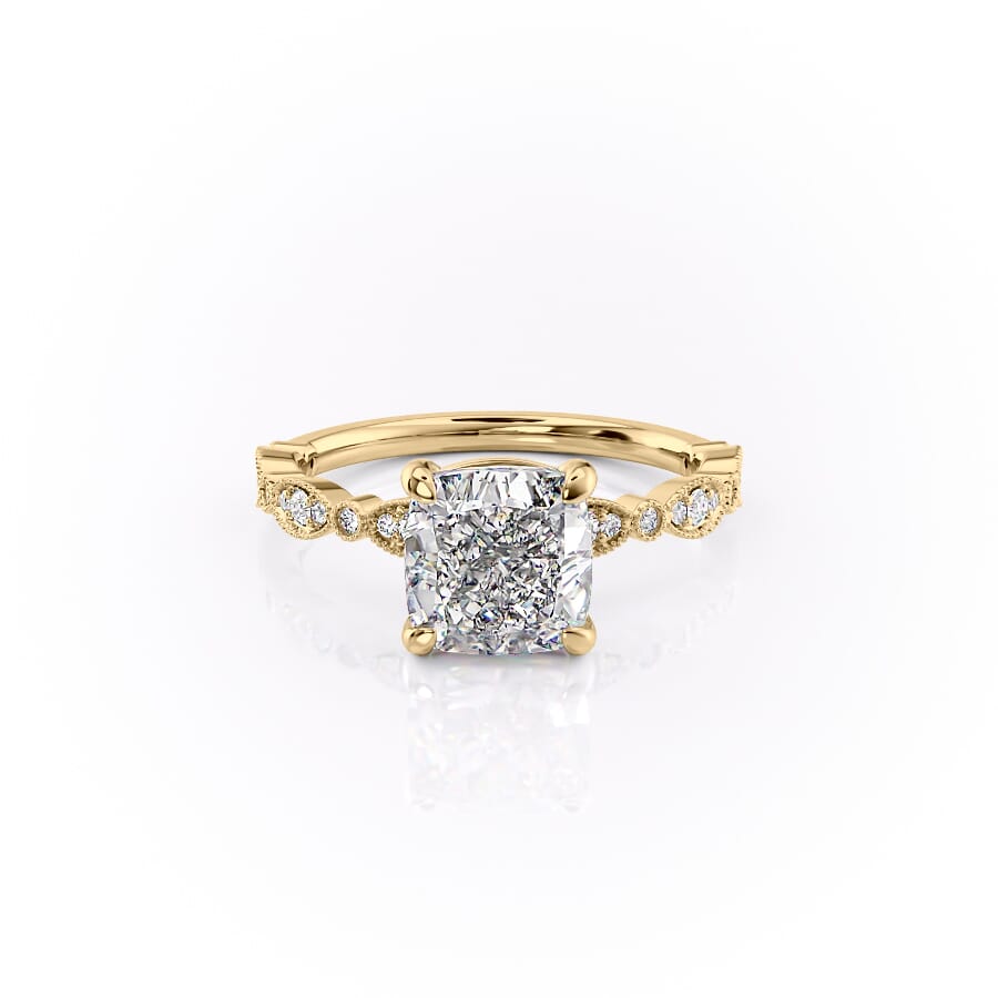 The Jasmine Set With A 2 Carat Cushion Lab Diamond