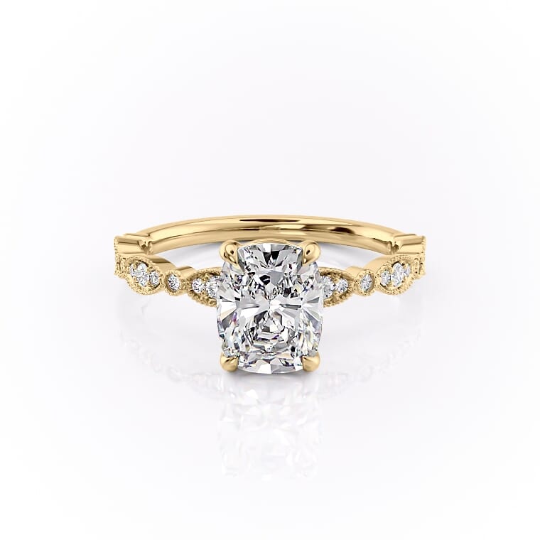 The Jasmine Set With A 2 Carat Elongated Cushion Lab Diamond