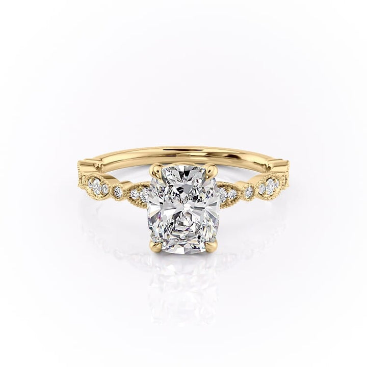 The Jasmine Set With A 2 Carat Elongated Cushion Lab Diamond