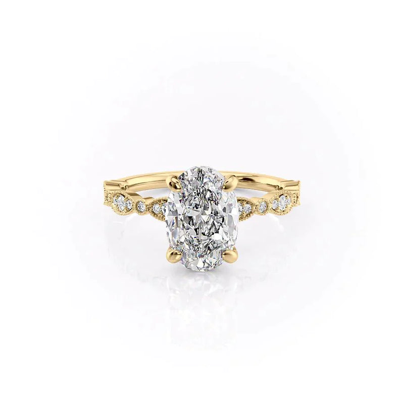 The Jasmine Set With A 2 Carat Oval Lab Diamond