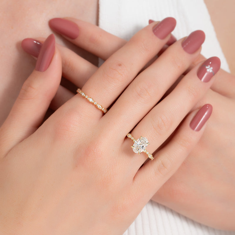 The Jasmine Set With A 2 Carat Oval Lab Diamond