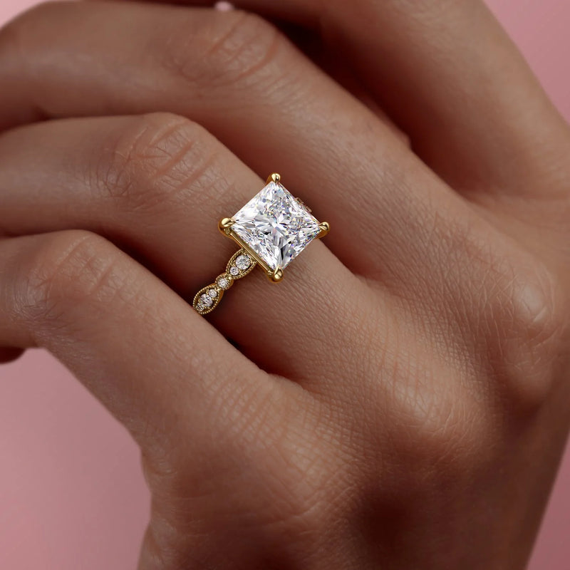 The Jasmine Set With A 2 Carat Princess Lab Diamond
