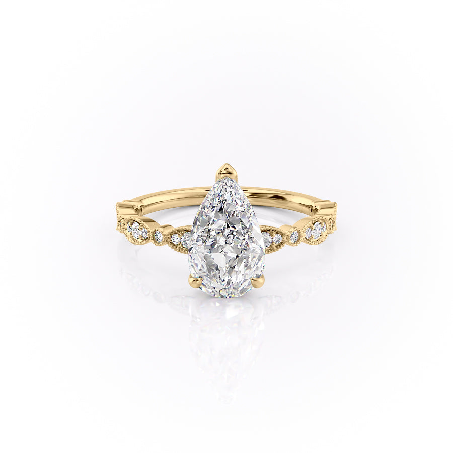 The Jasmine Set With A 2 Carat Pear Lab Diamond