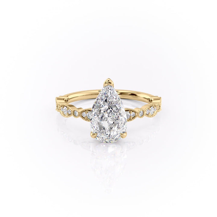 The Jasmine Set With A 2 Carat Pear Lab Diamond