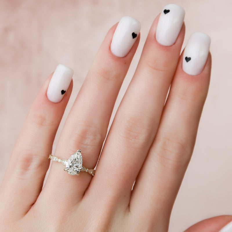 The Jasmine Set With A 2 Carat Pear Lab Diamond