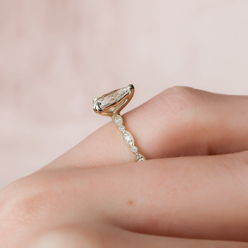 The Jasmine Set With A 2 Carat Pear Lab Diamond