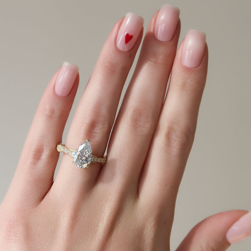 The Jasmine Set With A 2 Carat Pear Lab Diamond