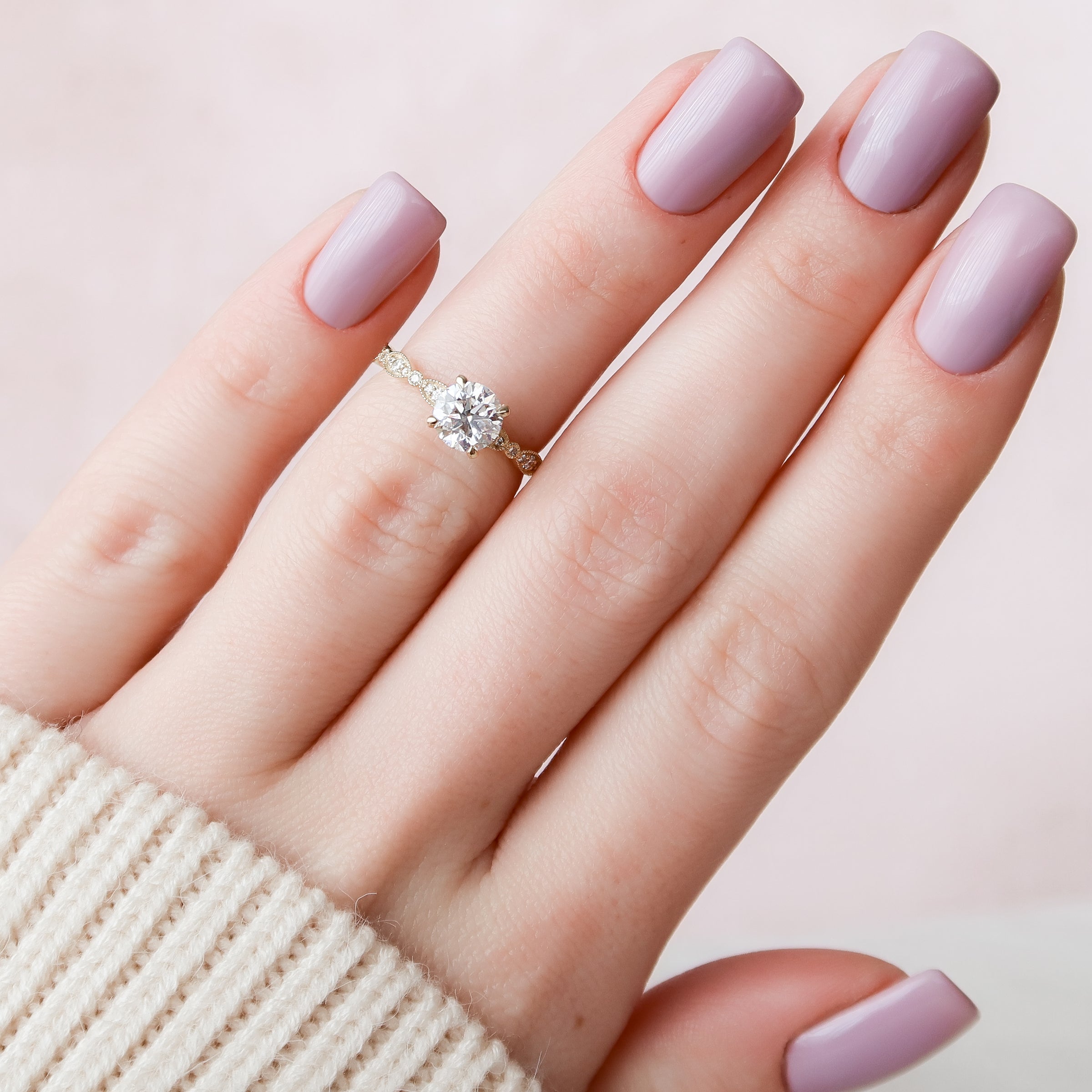 The Jasmine Set With A 2 Carat Round Lab Diamond