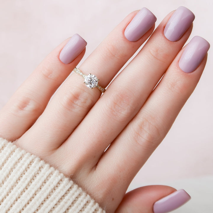 The Jasmine Set With A 2 Carat Round Lab Diamond
