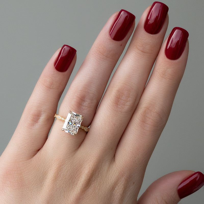 The Jasmine Set With A 2 Carat Radiant Lab Diamond