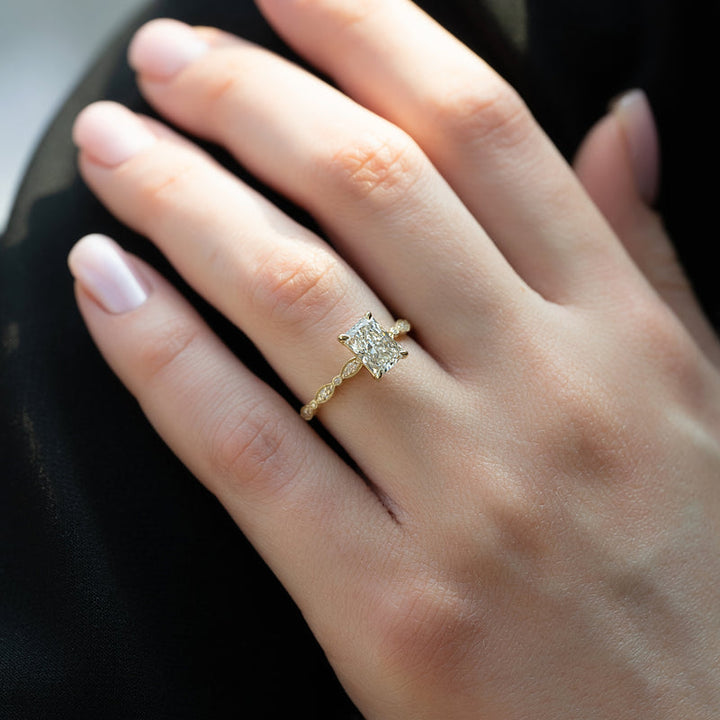 The Jasmine Set With A 2 Carat Radiant Lab Diamond