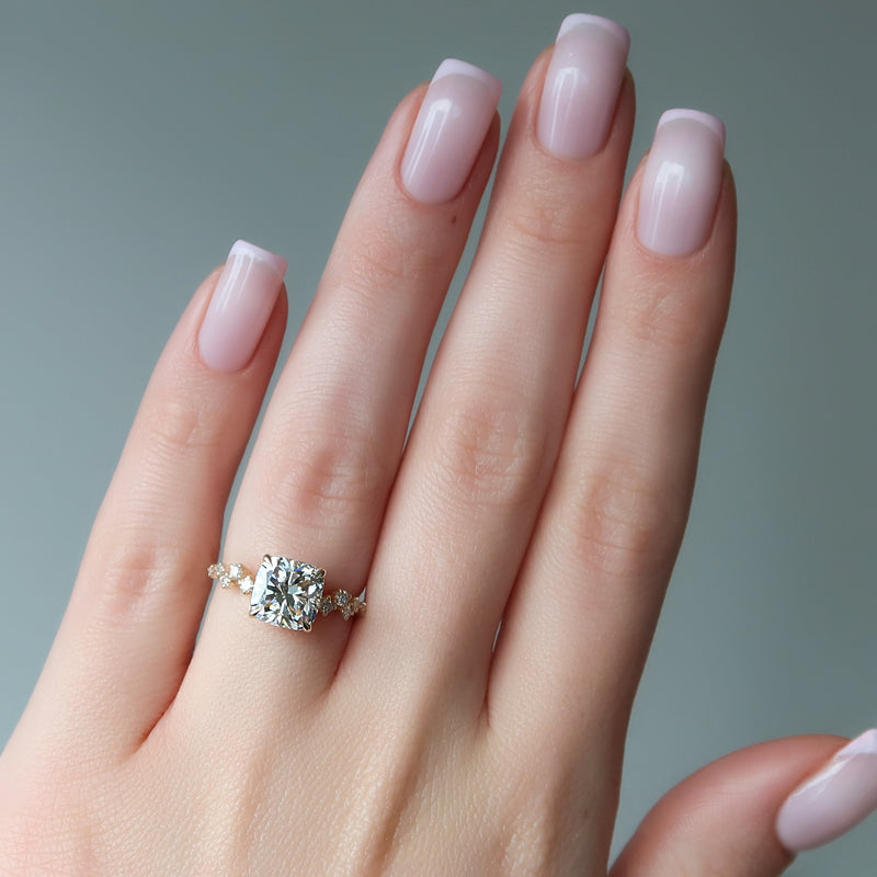 The Mia Set With A 2 Carat Cushion Lab Diamond