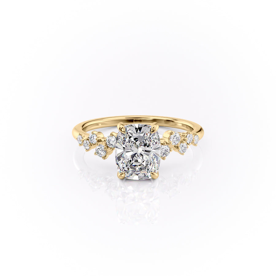 The Mia Set With A 2 Carat Elongated Cushion Lab Diamond