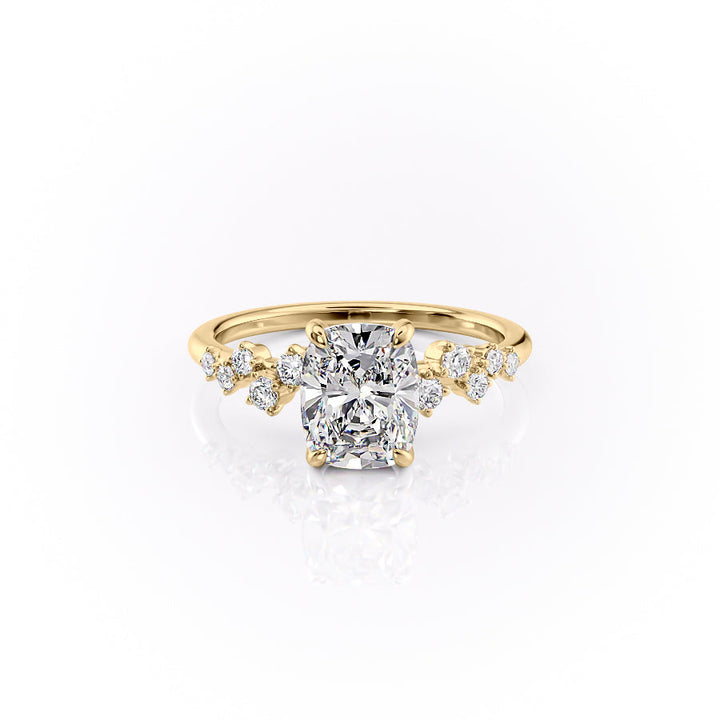 The Mia Set With A 2 Carat Elongated Cushion Lab Diamond