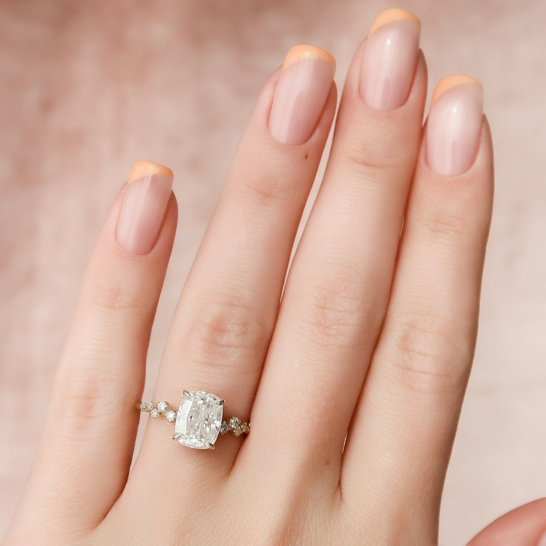 The Mia Set With A 2 Carat Elongated Cushion Lab Diamond