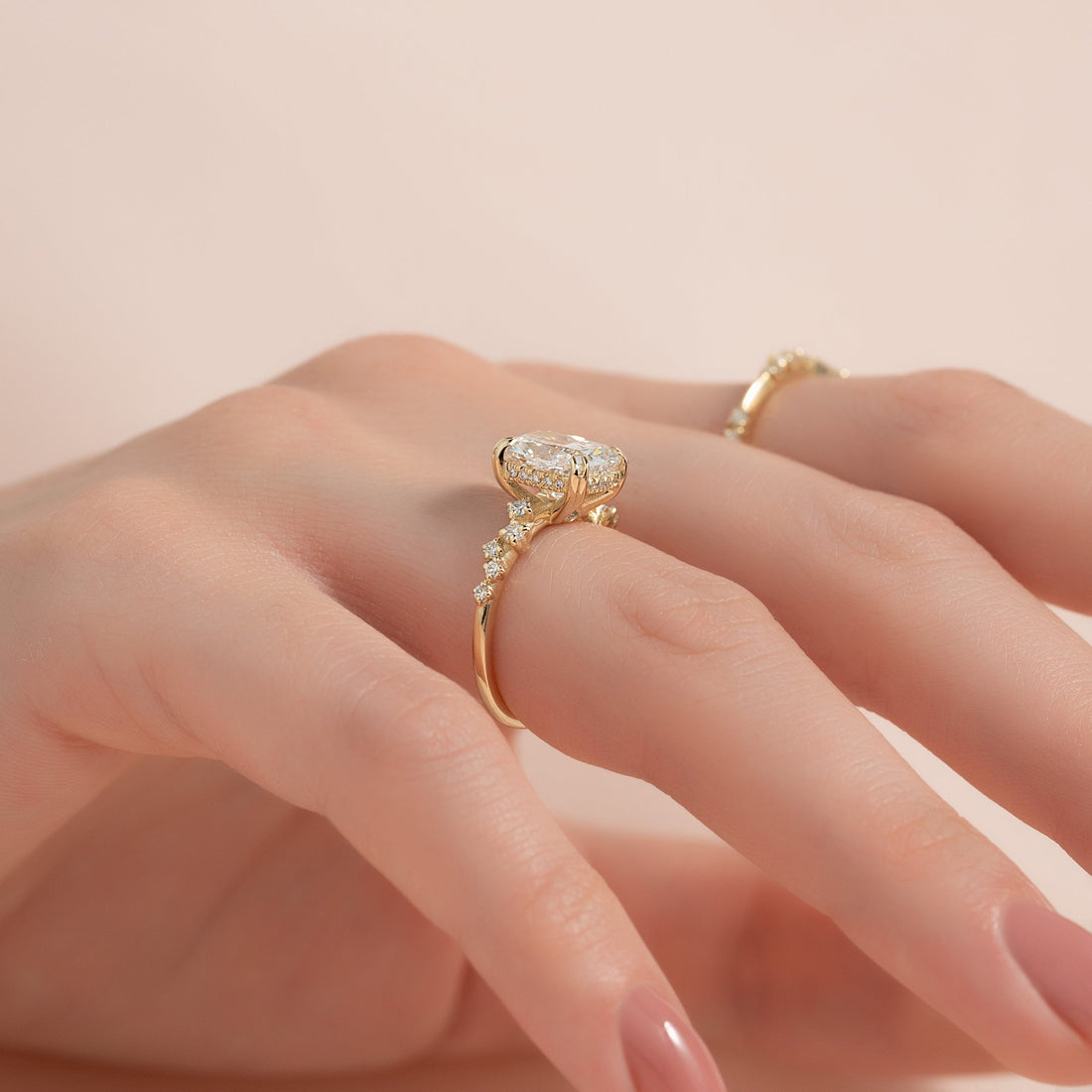 The Mia Set With A 2 Carat Elongated Cushion Lab Diamond
