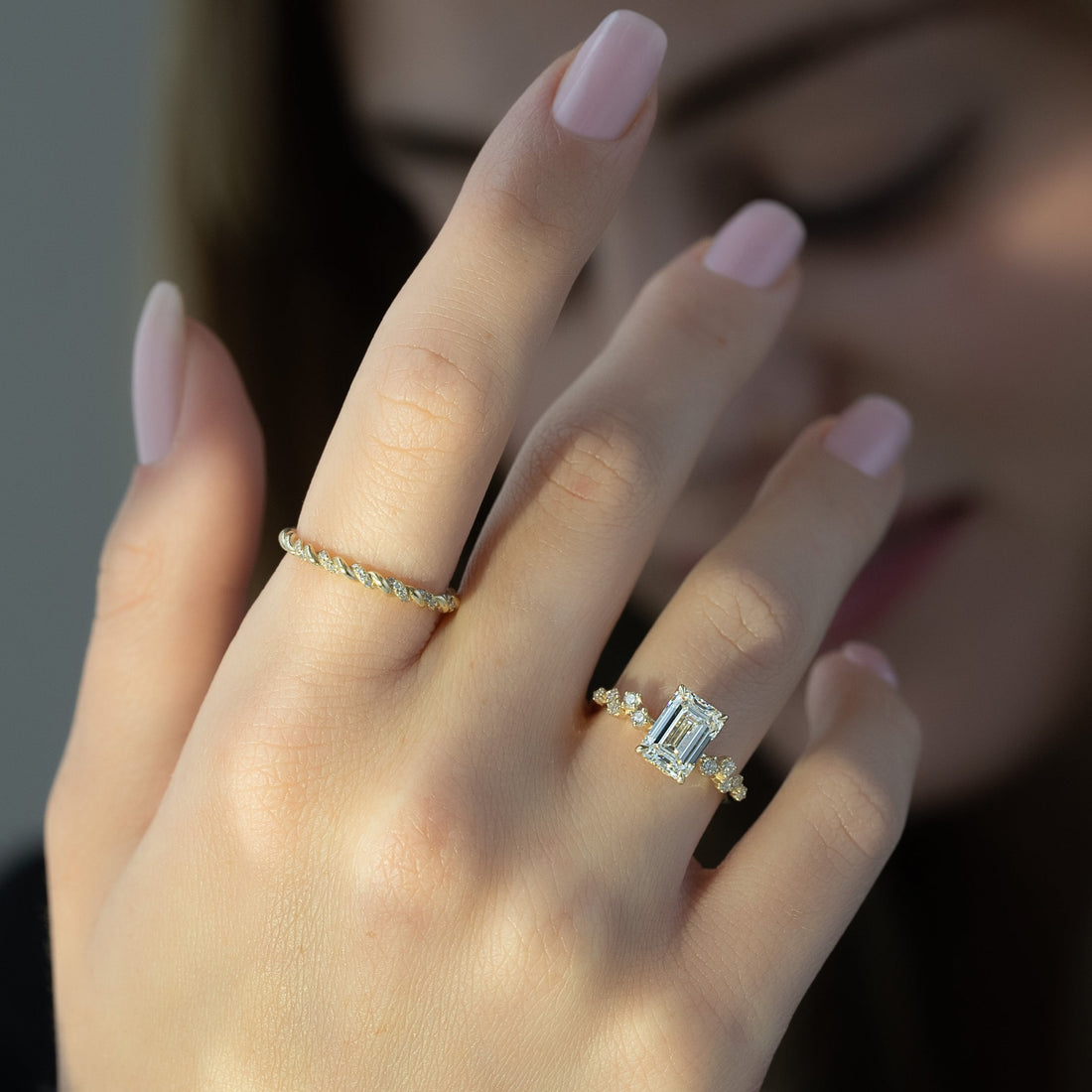 The Mia Set With A 2 Carat Emerald Lab Diamond