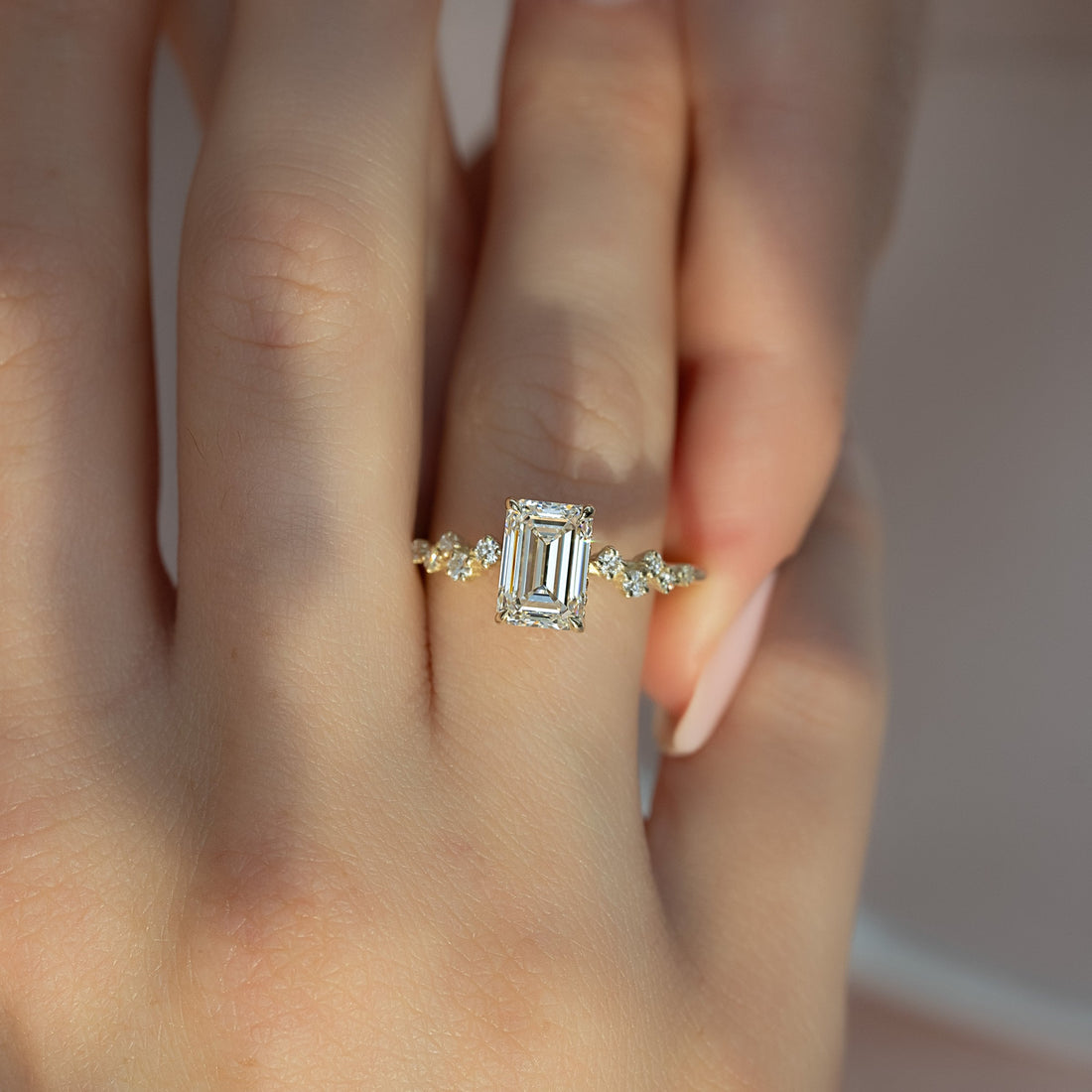 The Mia Set With A 2 Carat Emerald Lab Diamond