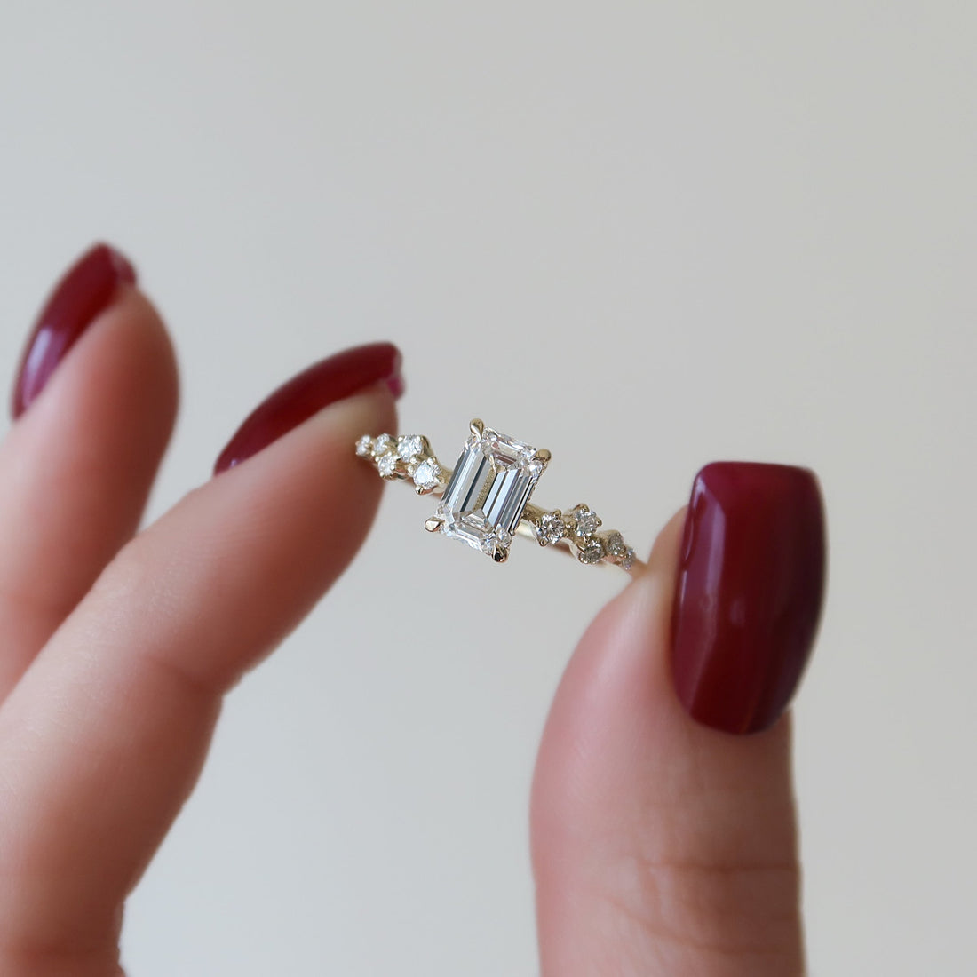 The Mia Set With A 2 Carat Emerald Lab Diamond
