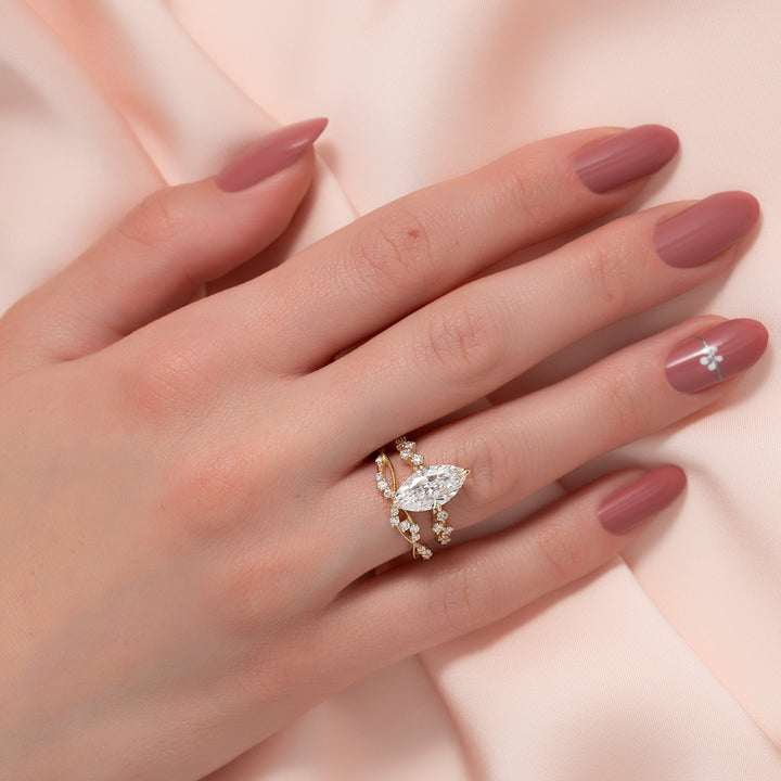 The Mia Set With A 2 Carat Marquise Lab Diamond