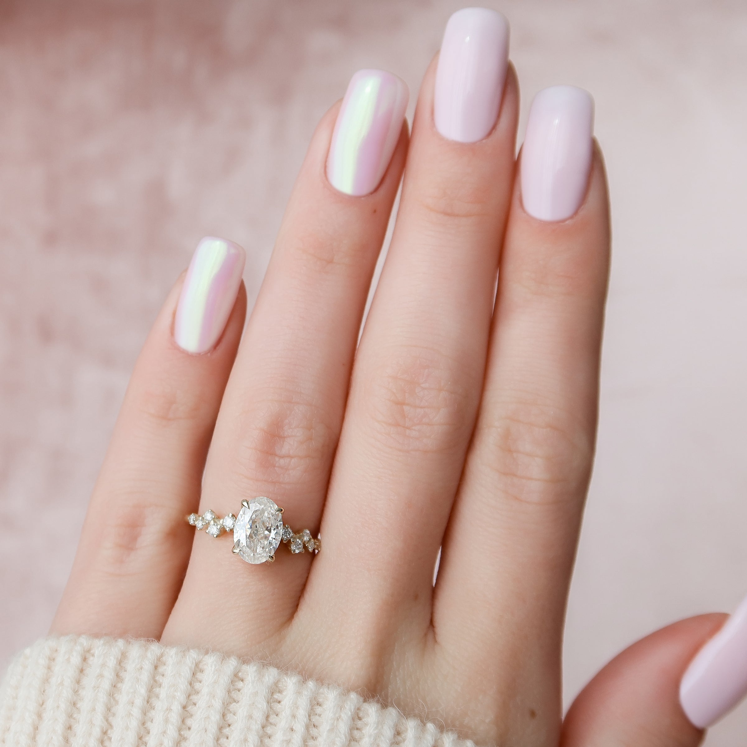 The Mia Set With A 2 Carat Oval Lab Diamond