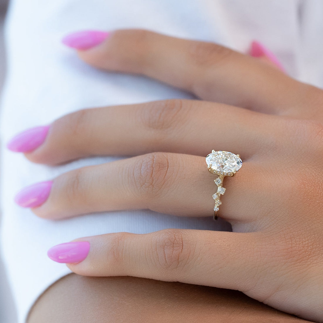 The Mia Set With A 2 Carat Oval Lab Diamond
