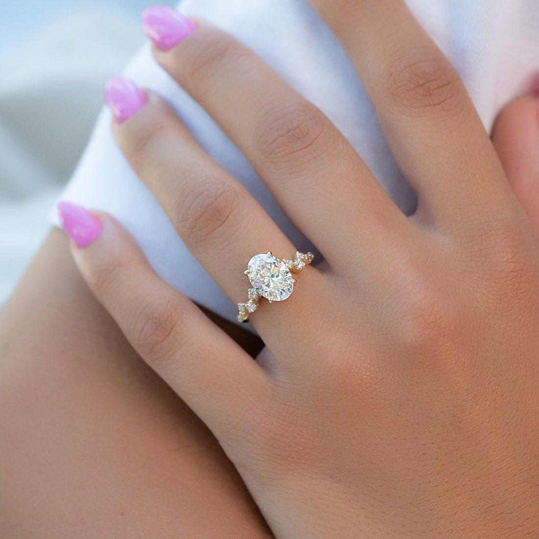 The Mia Set With A 2 Carat Oval Lab Diamond